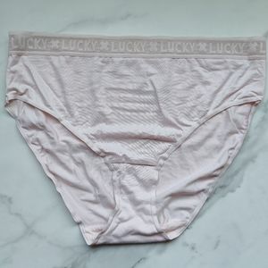 NWOT LUCKY BRAND LUCKY LACE HI-CUT BRIEF PANTY IN SIZE LARGE PASTEL PINK